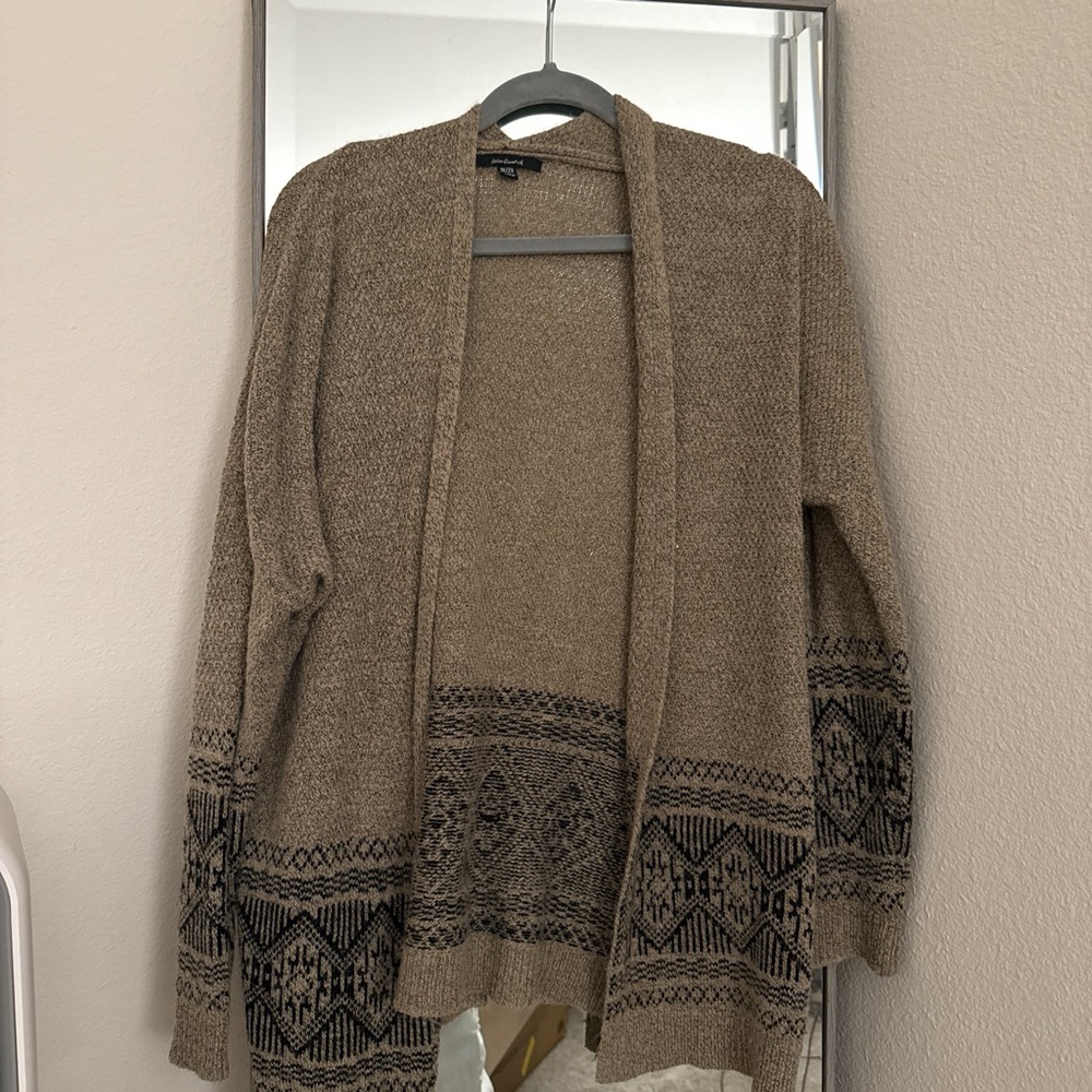 Marshalls Tan and Black Geometric Cardigan